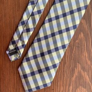 EGARA Green Blue 100% Silk Men's Neck Tie Gingham‎ Check Business Suit Classic